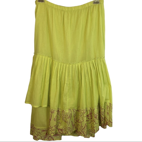 Jacques Ruc 2 Piece Chartreuse Maroon Floral Gauzy Layered Oversized Dress - Picture 8 of 16